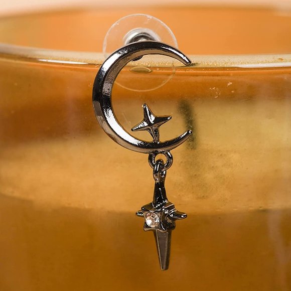 Emo Punk Sun & Moon Earrings - Picture 1 of 3